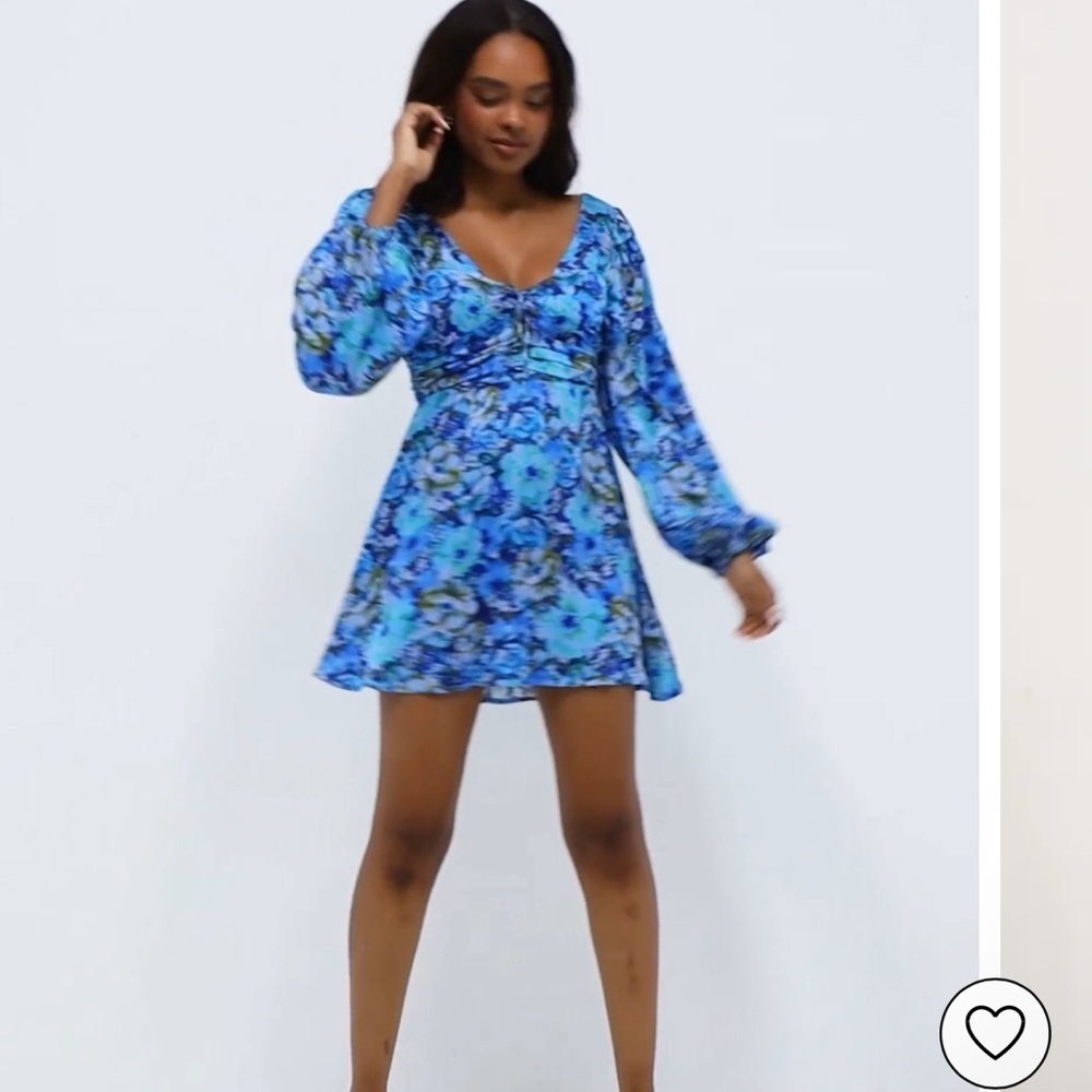 For love and lemons Astor floral blue mini dress - Picture 4 of 14